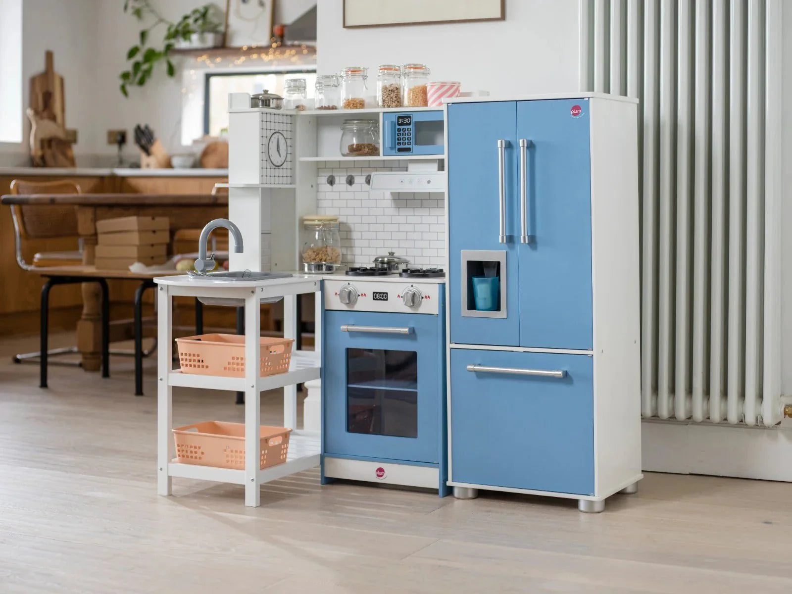 Penne Pantry Wooden Corner Kitchen with Fridge – Berry Blue