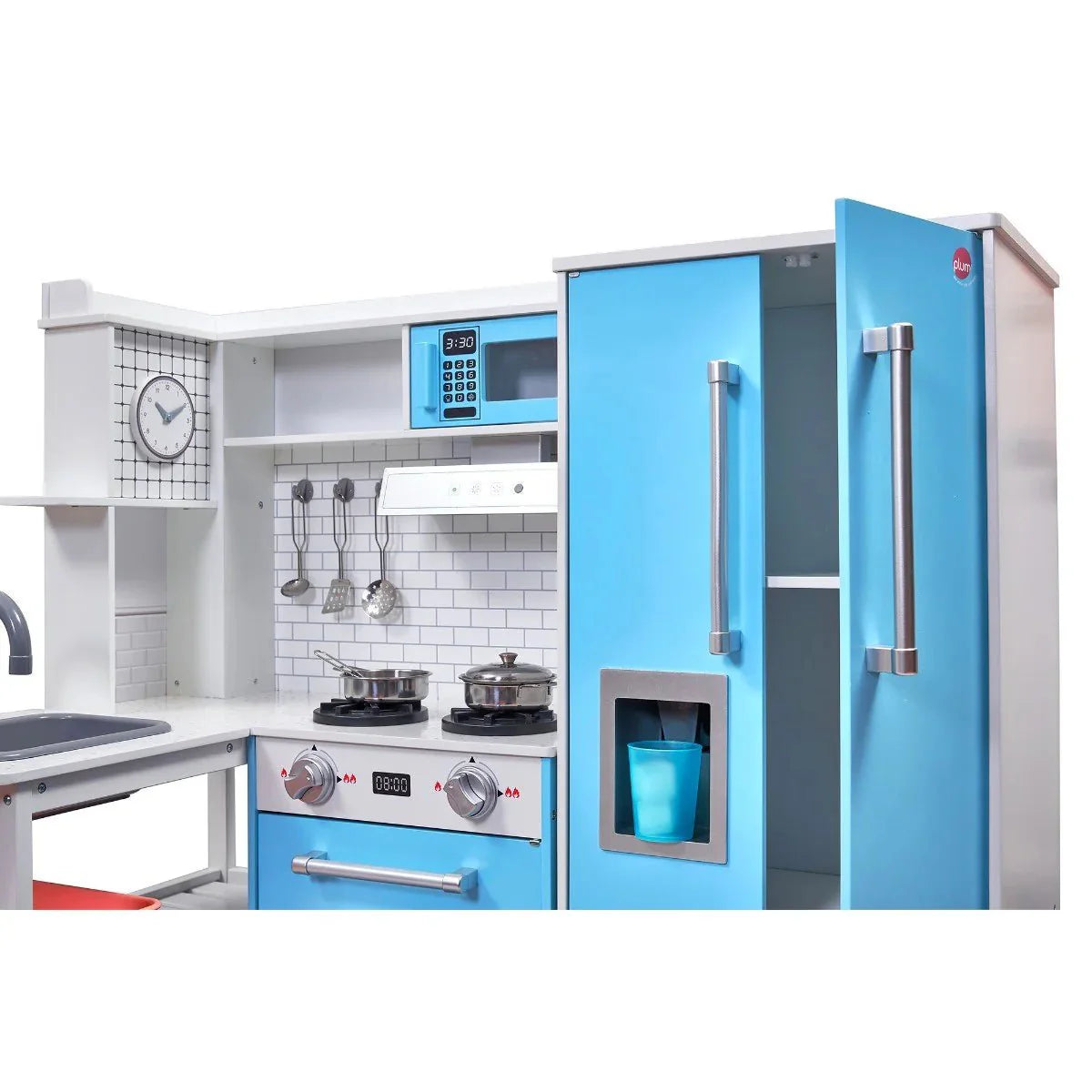 Penne Pantry Wooden Corner Kitchen with Fridge – Berry Blue
