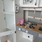 Indoor Large White Wooden Kitchen with Fridge