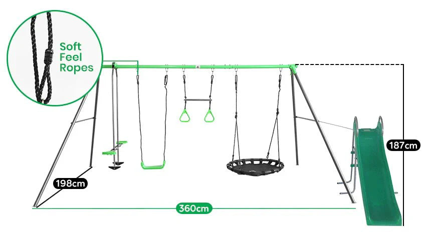 Lifespan Kids Lynx 4 Station Swing Set with Slippery Slide
