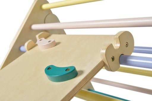 Foldable Pikler Triangle with Climbing Ramp - Grey or Pastel