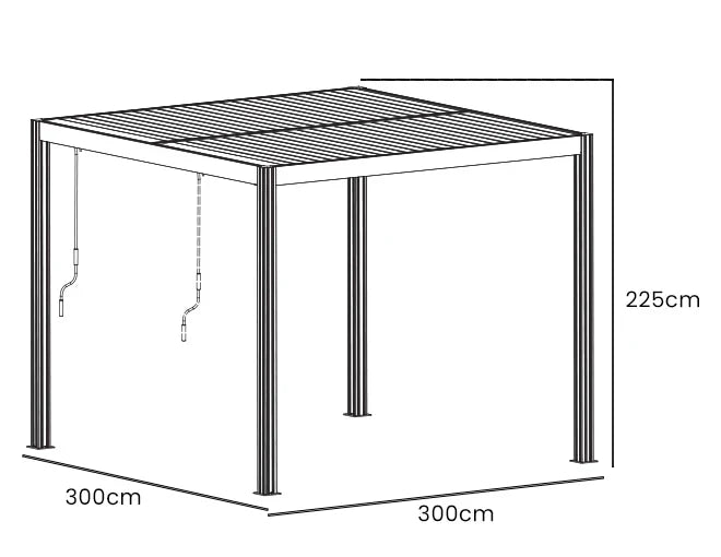 Yardtopia Elmont 3m x 3m Aluminium Adjustable Louvre Pergola