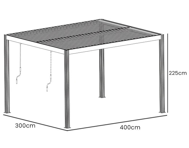Yardtopia Elmont 3m x 4m Aluminium Adjustable Louvre Pergola