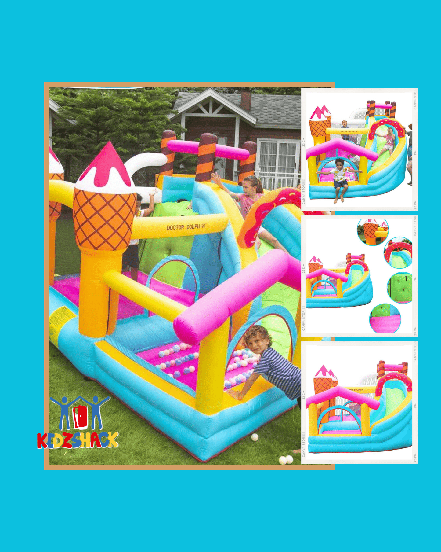 Candy Inflatable Bouncy Castle with Slide and Ball Pit (72043)