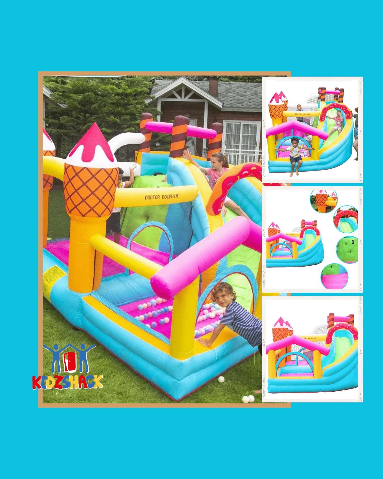 Candy Inflatable Bouncy Castle with Slide and Ball Pit (72043)